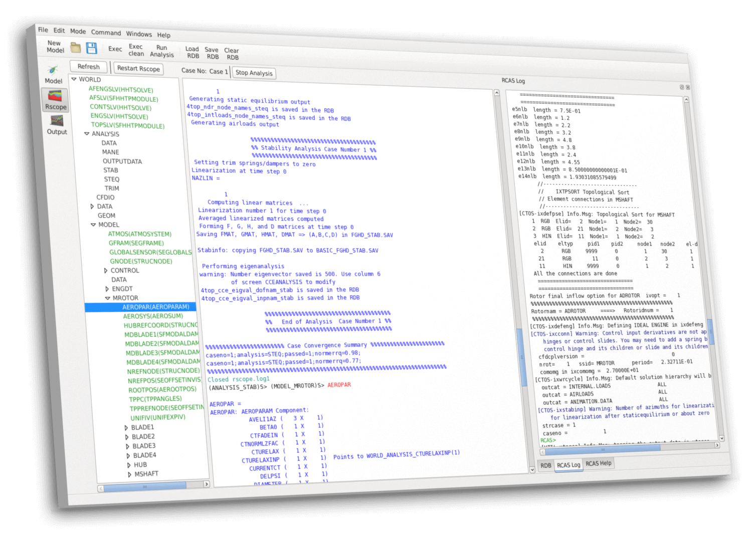 An application window displaying the graphical user interface for GRCAS Analysis Mode